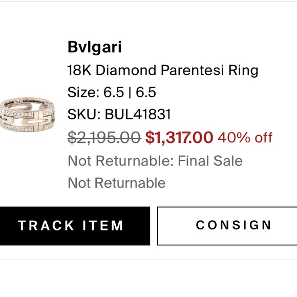 18k Gold Bvlgari Diamond Ring FIRM - Picture 12 of 12